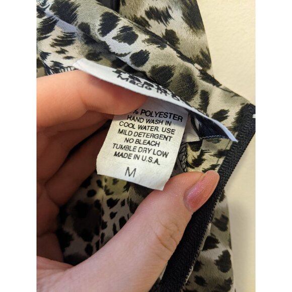 Vintage 90s Leopard Print Maxi Skirt Animal Slinky Long Grunge Green Black Sz M - Picture 6 of 6